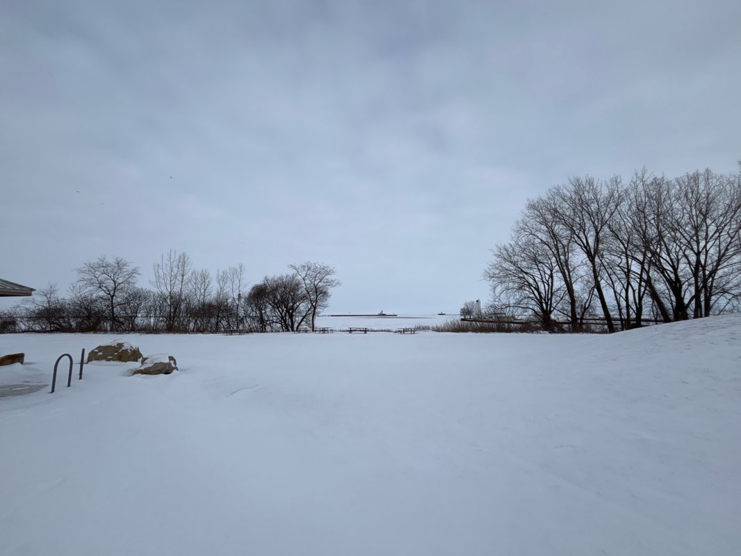 walking near me in Settler's Landing Park in winter