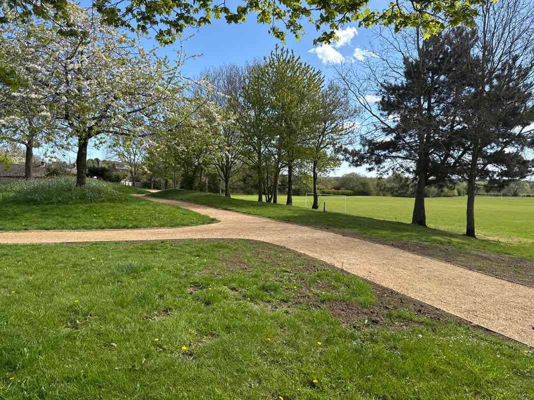 walking near me in Donisthorpe Memorial Park in spring