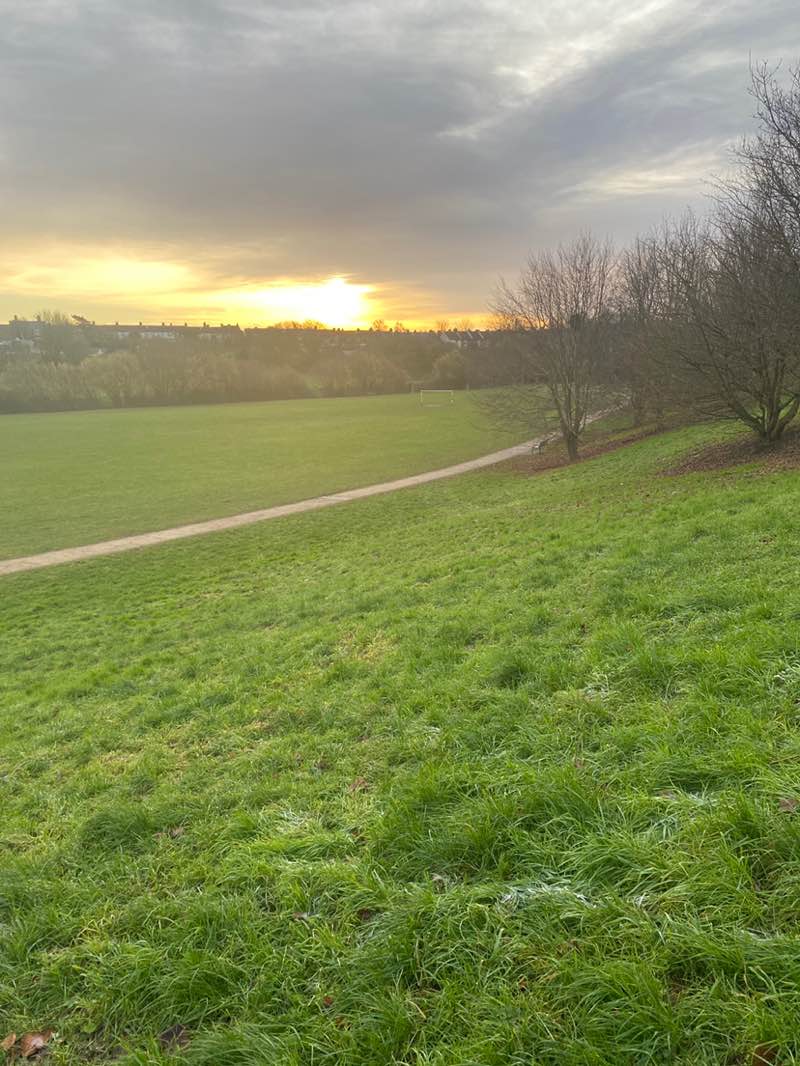 walking near me in Hilly Fields Community Park in winter