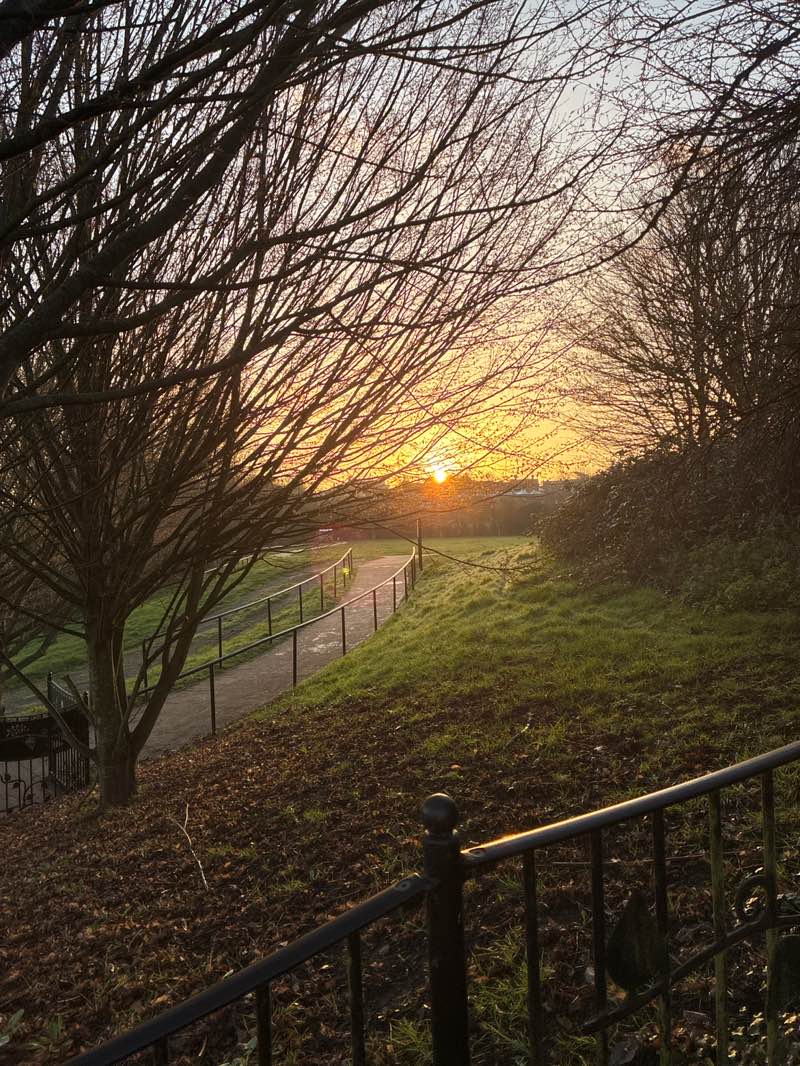 walking near me in Hilly Fields Community Park in winter