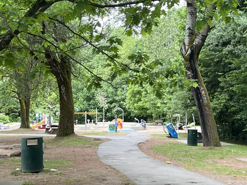 walking near me in Mahon Park in summer