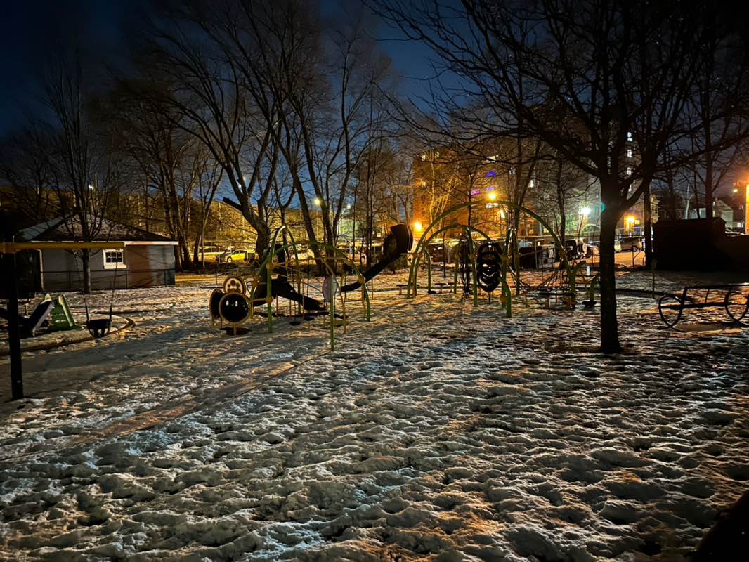 walking near me in McNally Playground in winter