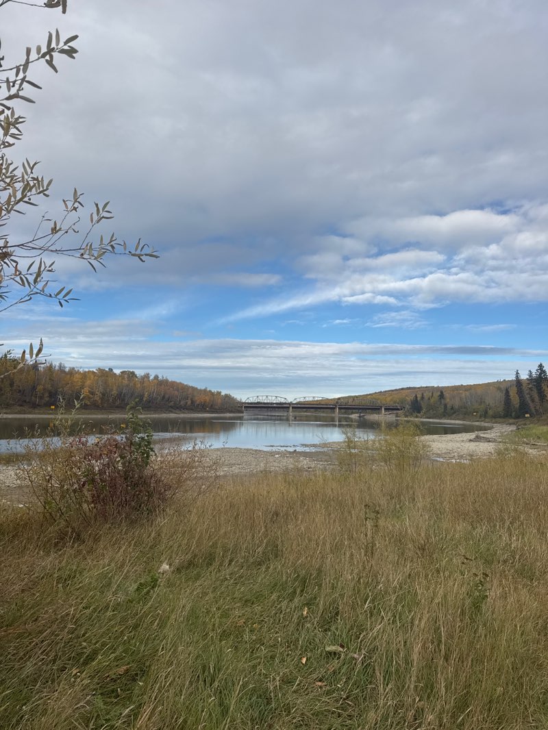 walking near me in Athabasca River Front Park in autumn