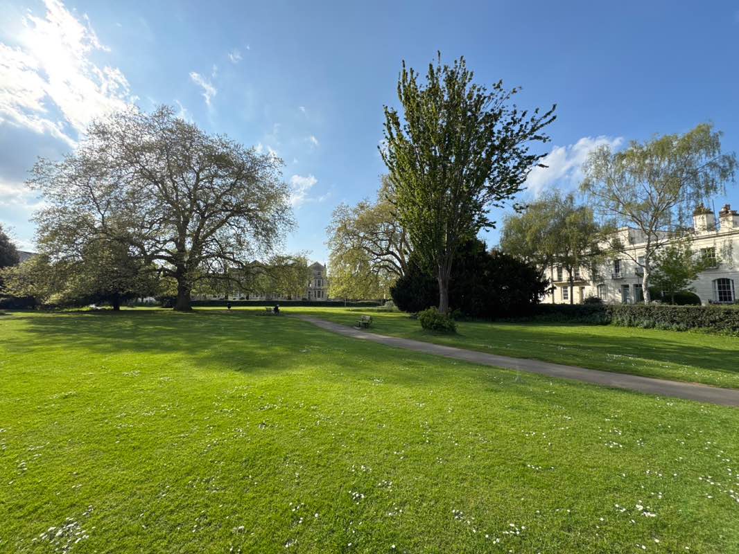 walking near me in Clarence Square in spring