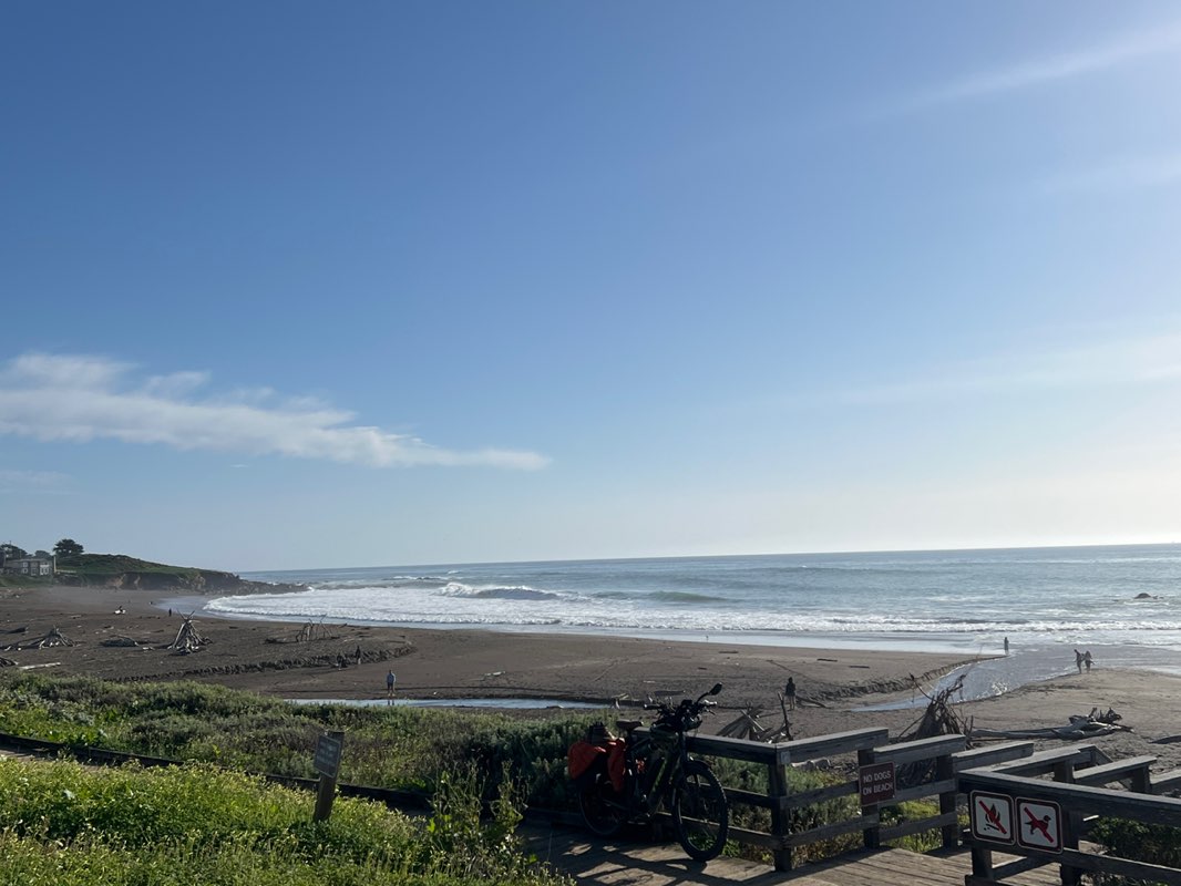walking near me in Moon Stone Beach Park in winter