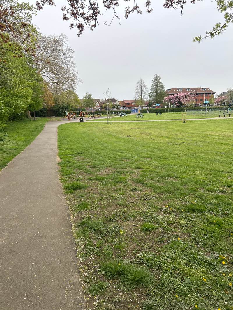 walking near me in Connaught Recreation Ground in spring
