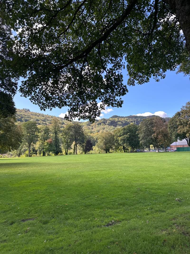 walking near me in Gelligaled Park in autumn