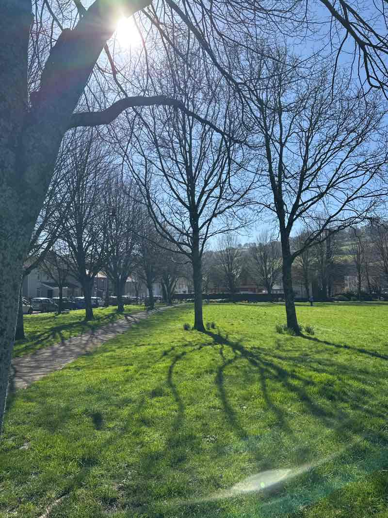 walking near me in Risca Park in spring