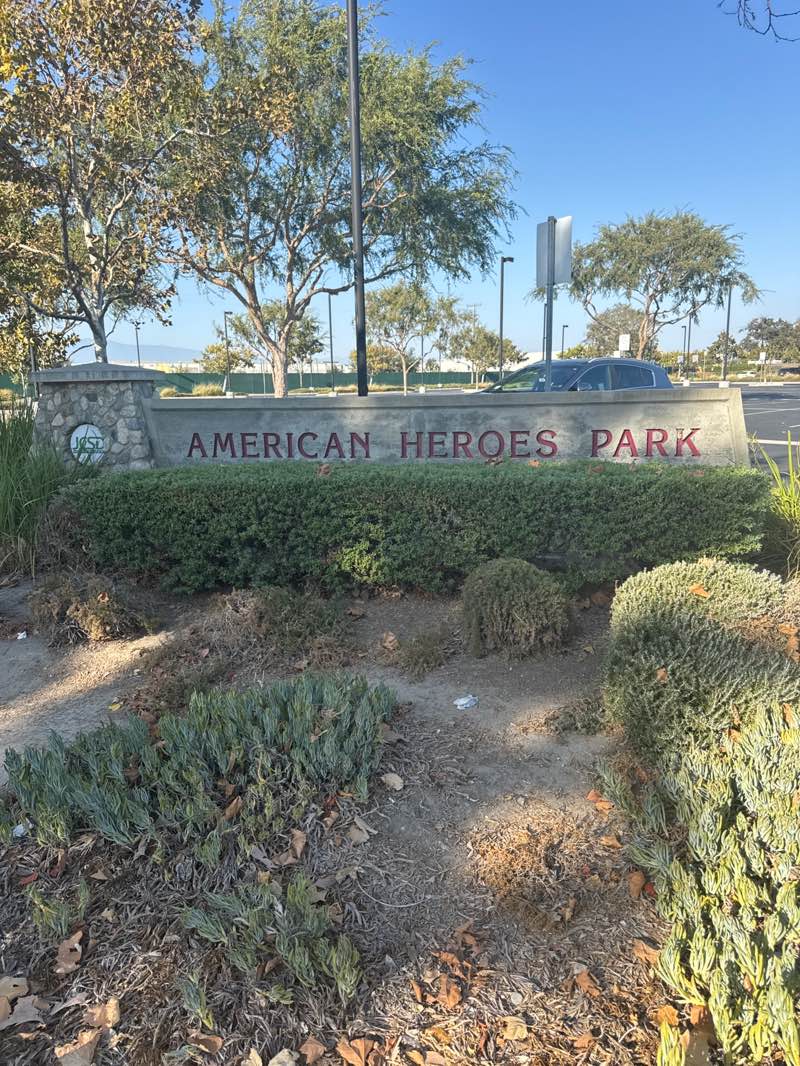 walking near me in American Heroes Park in autumn