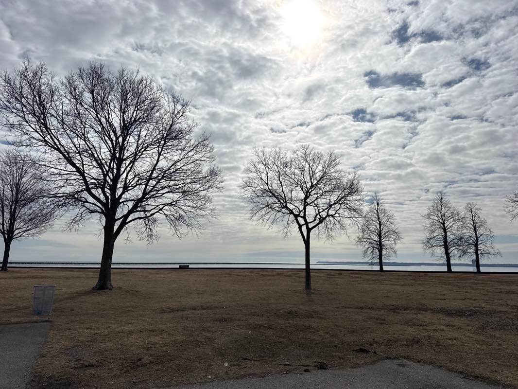 walking near me in Veterans Park in winter