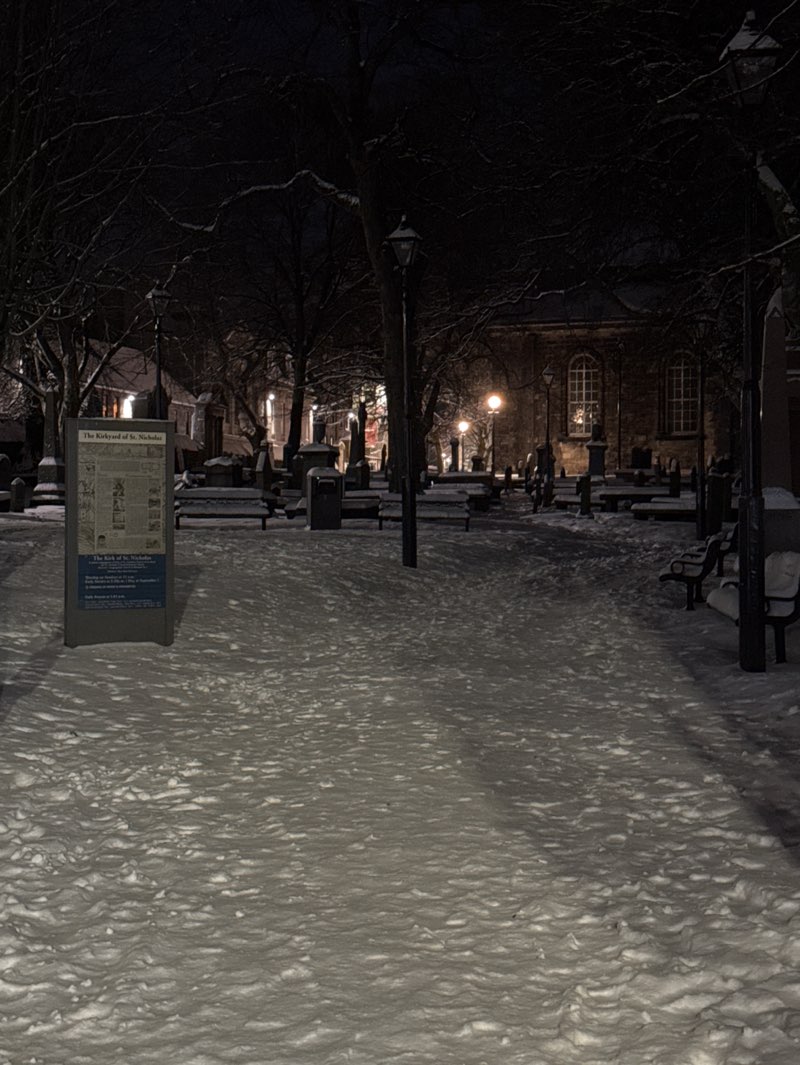 walking near me in The Kirkyard of St. Nicholas in winter