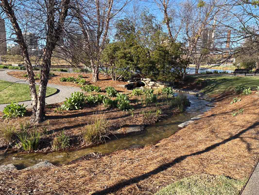 walking near me in Railroad Park in spring
