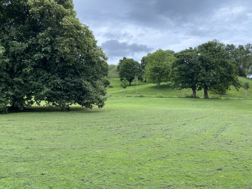 walking near me in Moat Park in summer