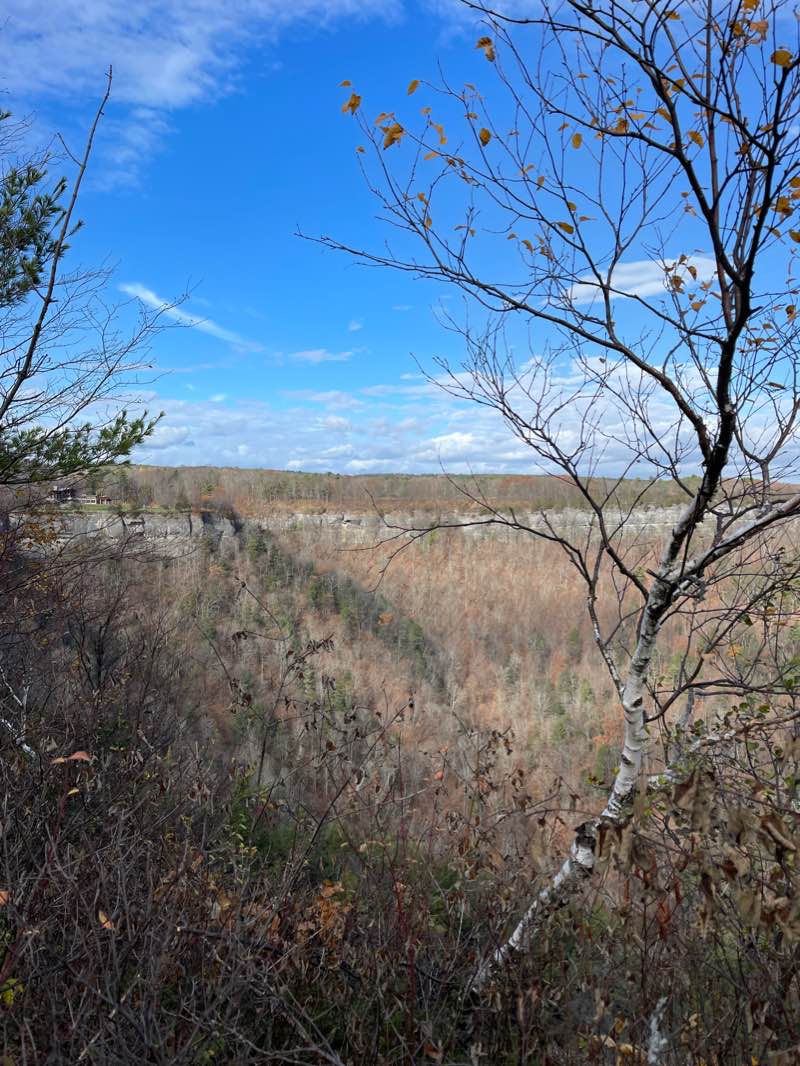 walking near me in John Boyd Thacher State Park in winter