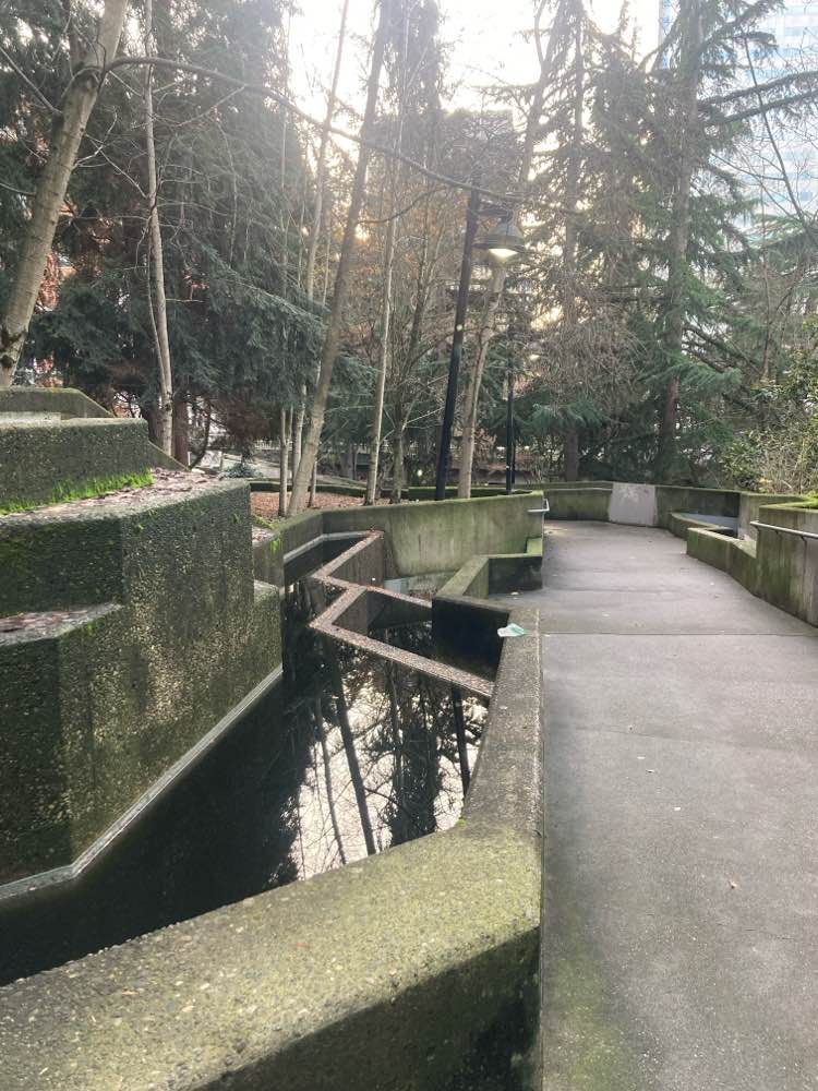 walking near me in Freeway Park in winter