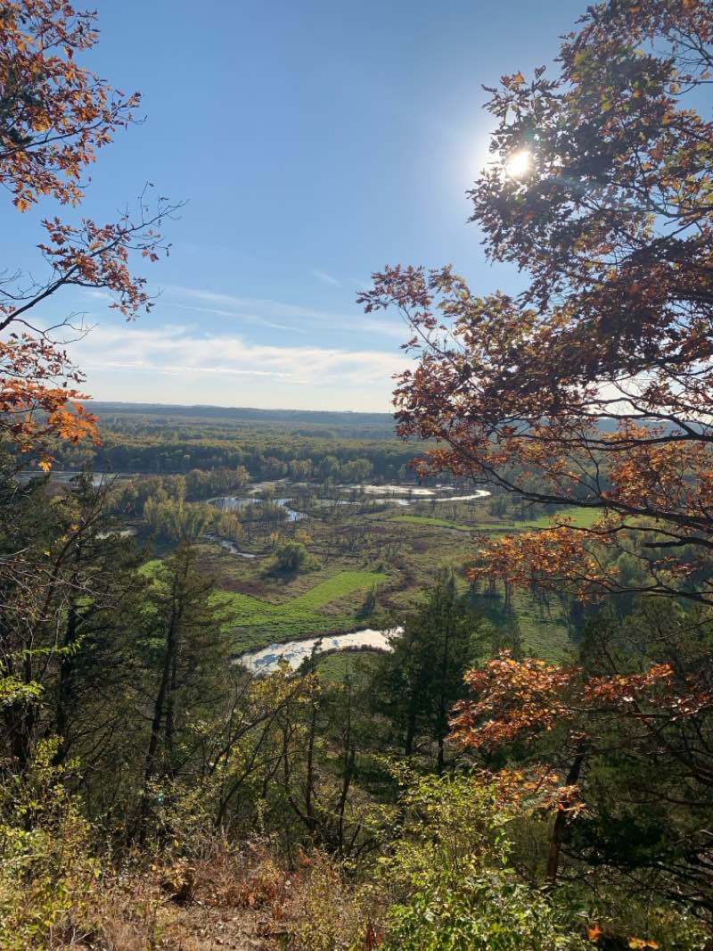 walking near me in Mississippi Palisades State Park in autumn