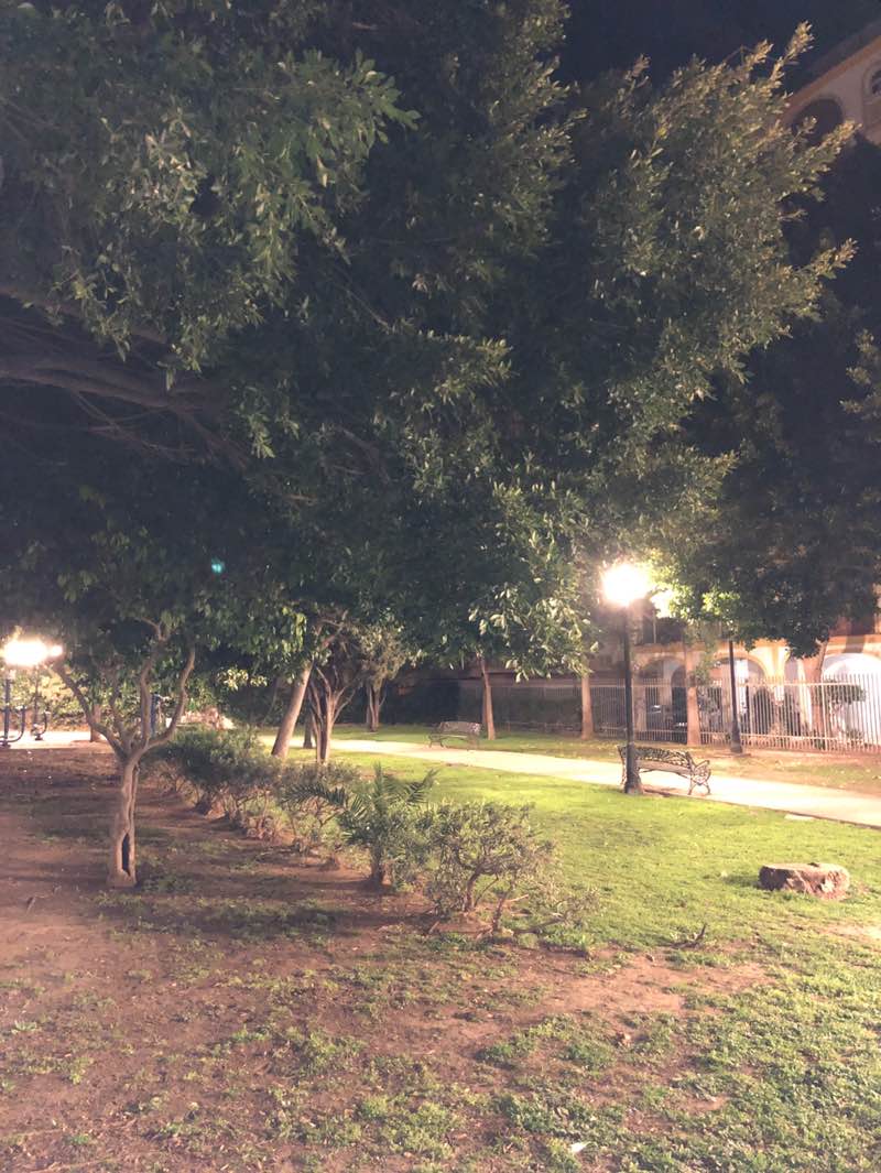 walking near me in Plaza Christian Andersen in winter