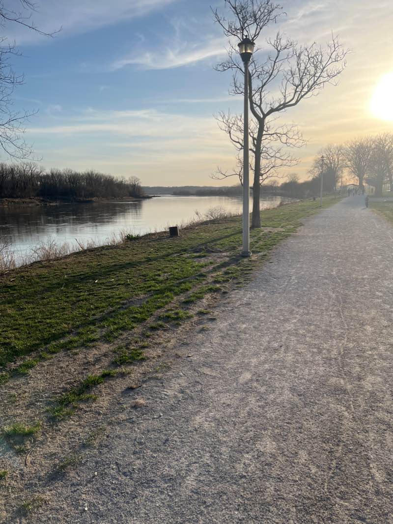 walking near me in English Landing Park in winter