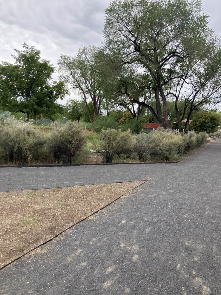 walking near me in Santa Fe Railyard Park in summer