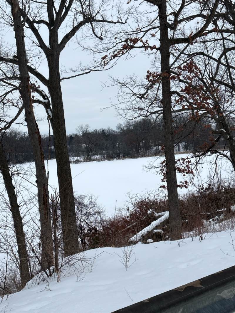 walking near me in Thread Lake Park in winter