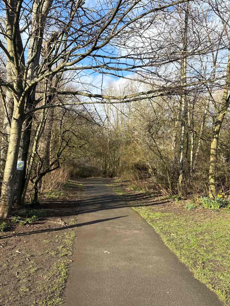 walking near me in Benton Quarry Park in spring