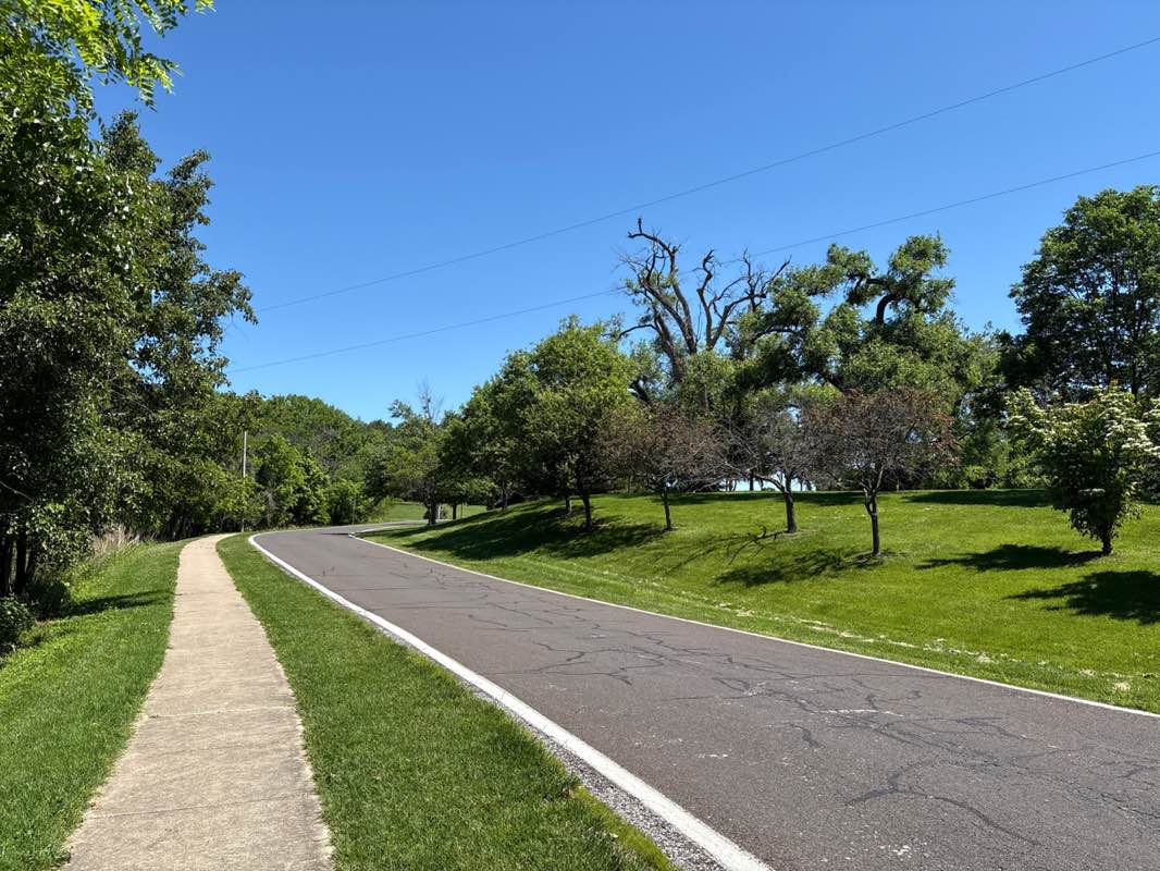 walking near me in Faust County Park in spring