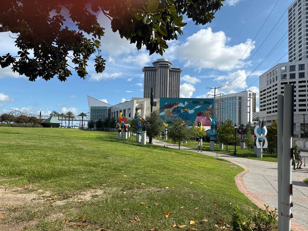 walking near me in Woldenberg Riverfront Park in autumn