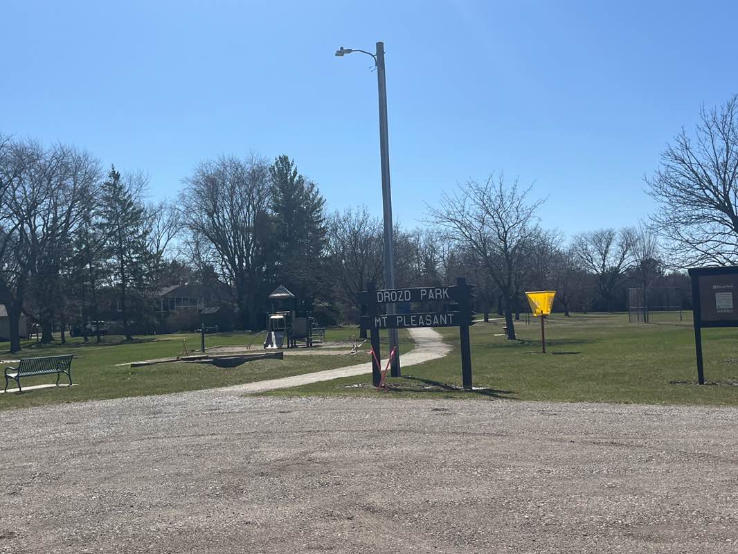 walking near me in Drozd Park in spring