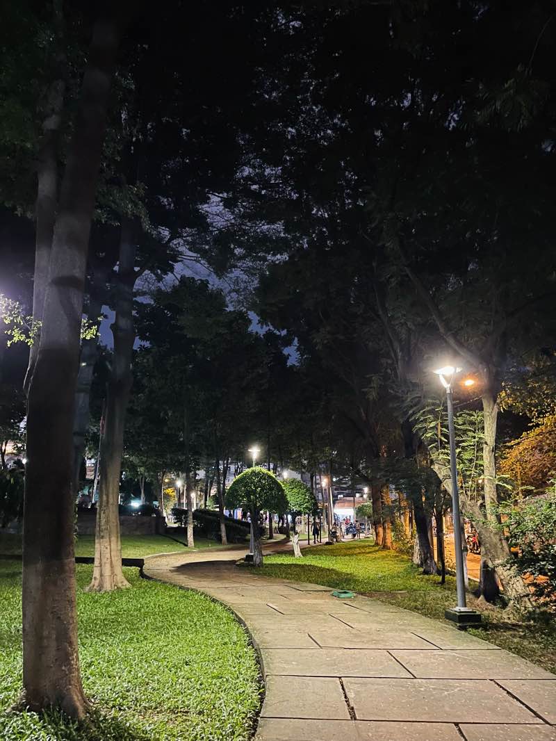 walking near me in Khanh Hoi Park in winter