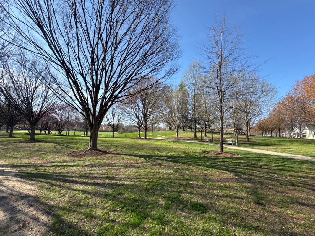 walking near me in King Farm Park in spring