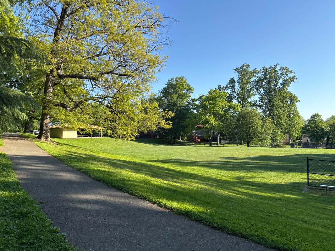 walking near me in Hillcrest Park in spring