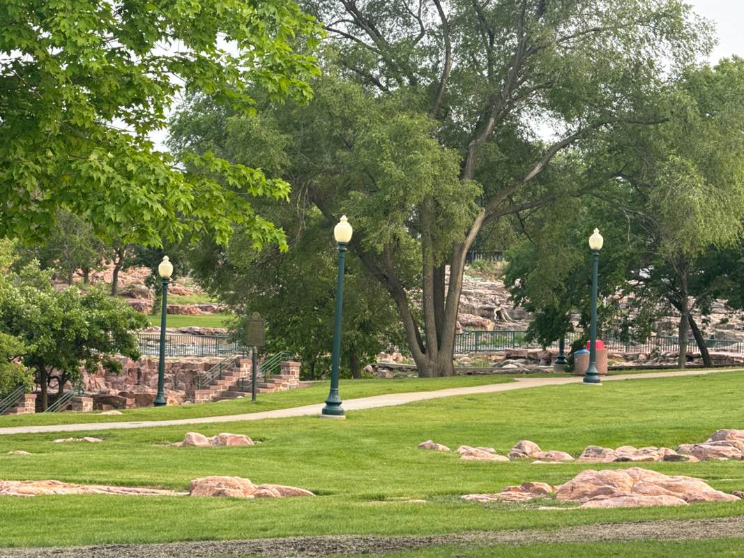 walking near me in Falls Park in spring