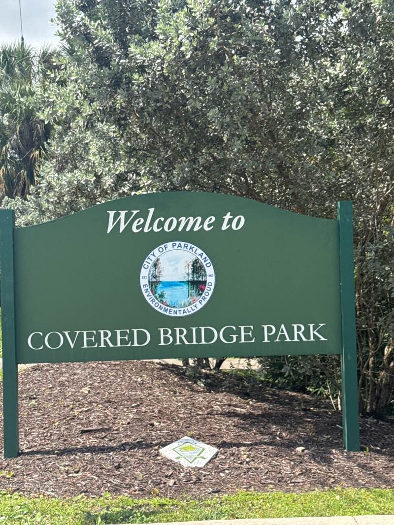 walking near me in Covered Bridge Park in spring