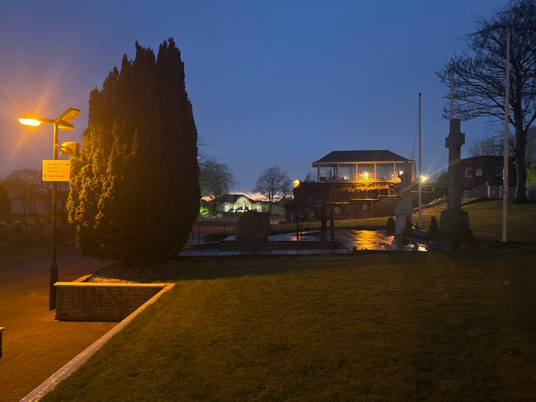 walking near me in Carfin Grotto Park in spring