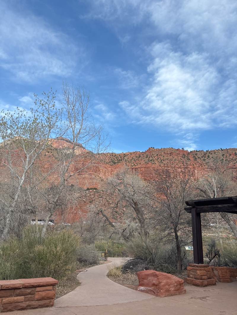 walking near me in Springdale Town Park in spring