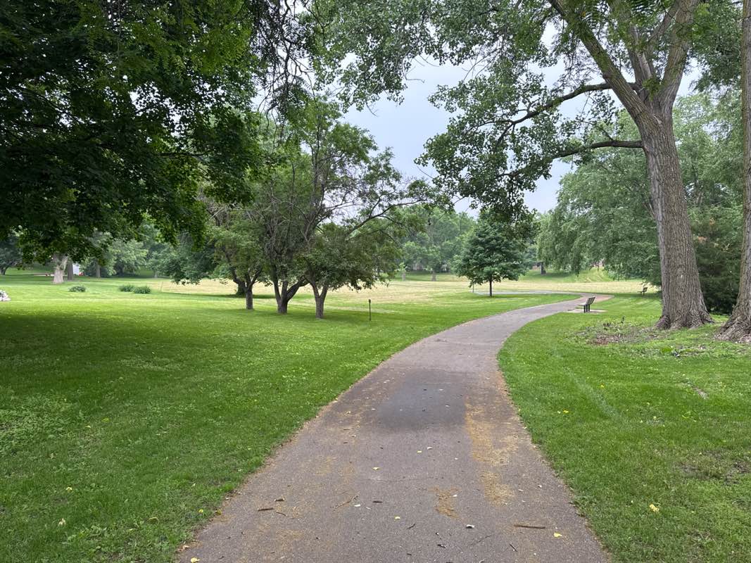 walking near me in River Hills Park in summer