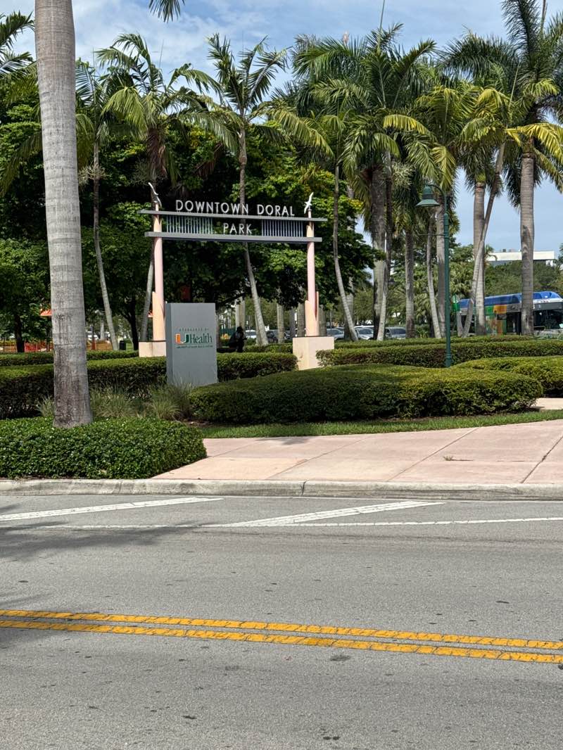 walking near me in Downtown Doral Park in spring