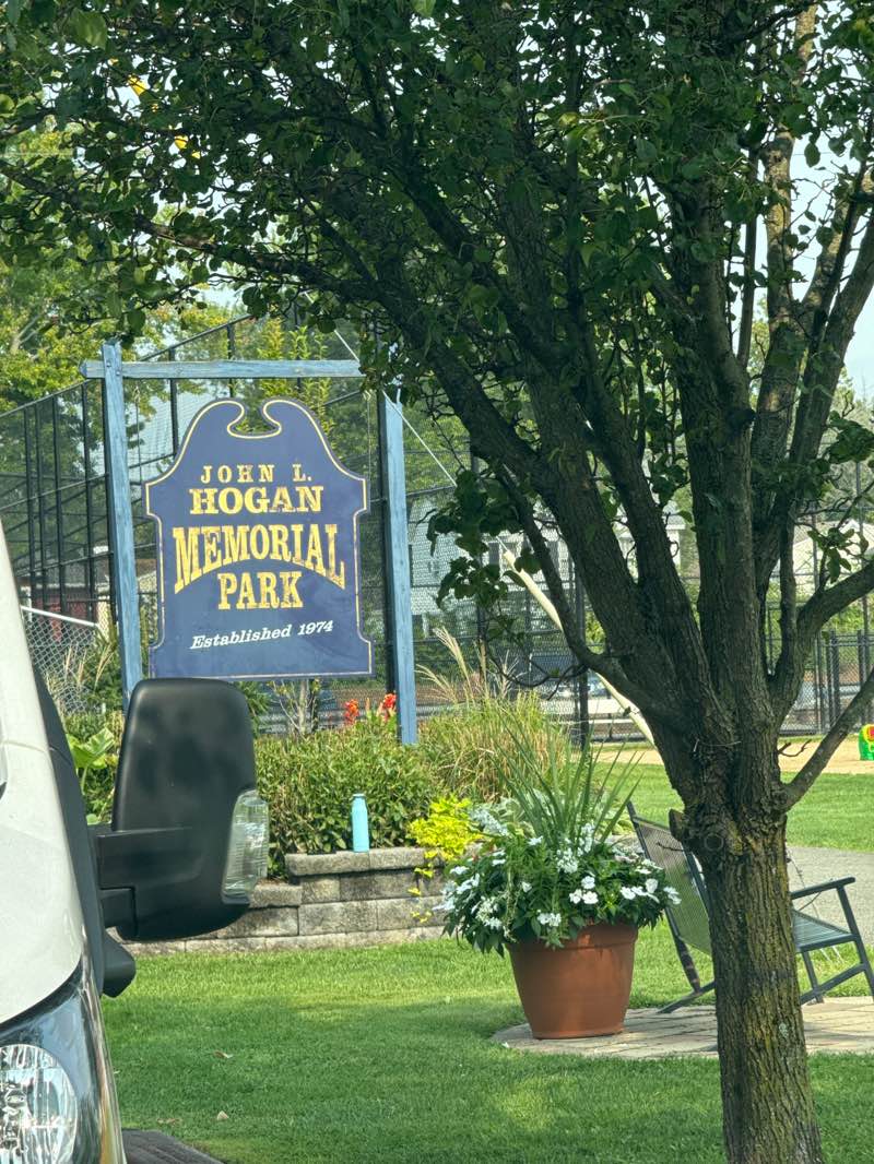 walking near me in John L. Hogan Memorial Park in autumn