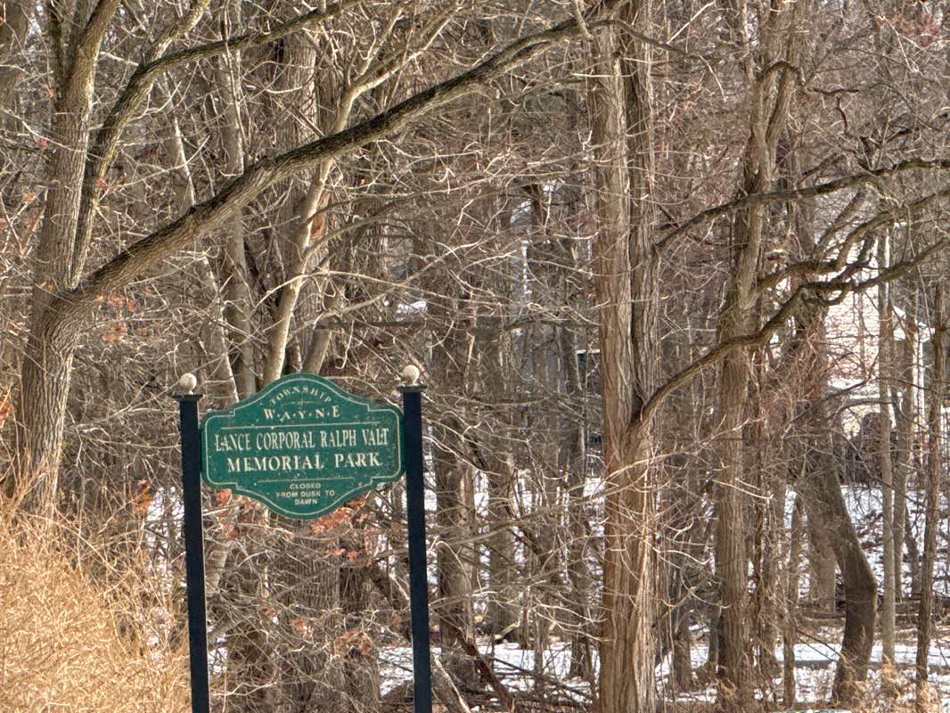 walking near me in Lance Corporal Ralph Valt Memorial Park in winter