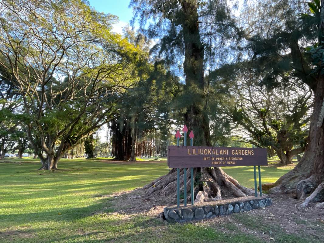 walking near me in Liliuokalani Gardens in winter