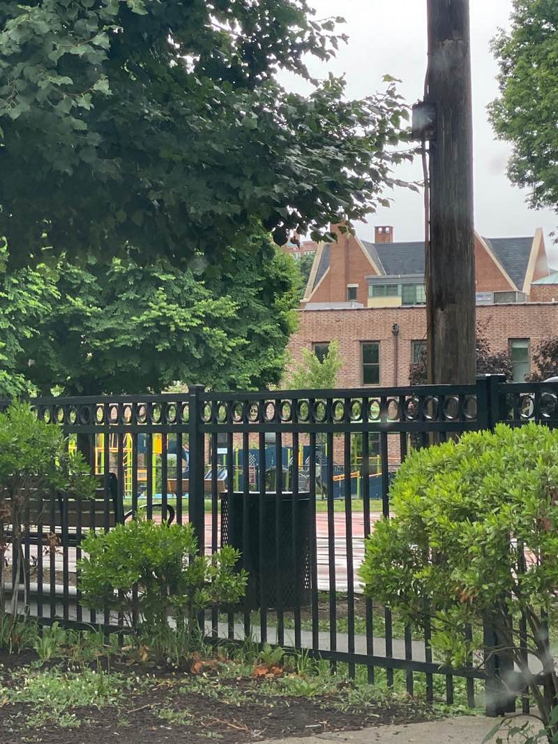 walking near me in Main Street Playground in summer