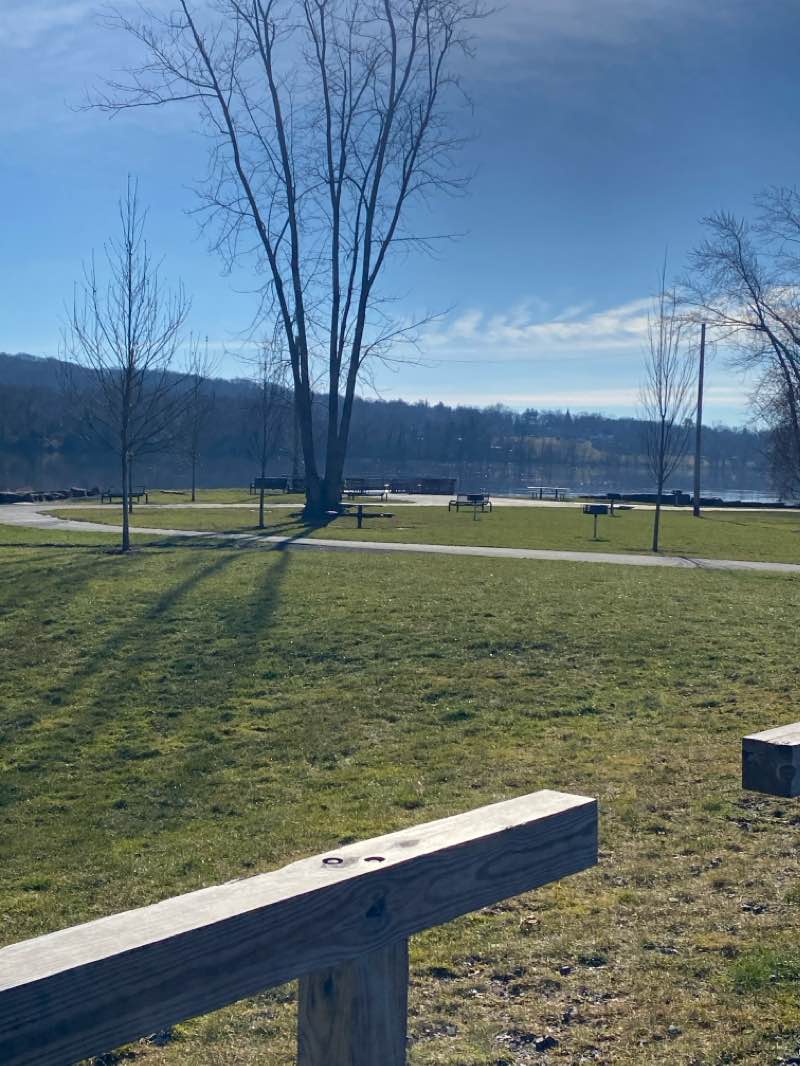 walking near me in Riverport Park at Frisbee Landing in winter