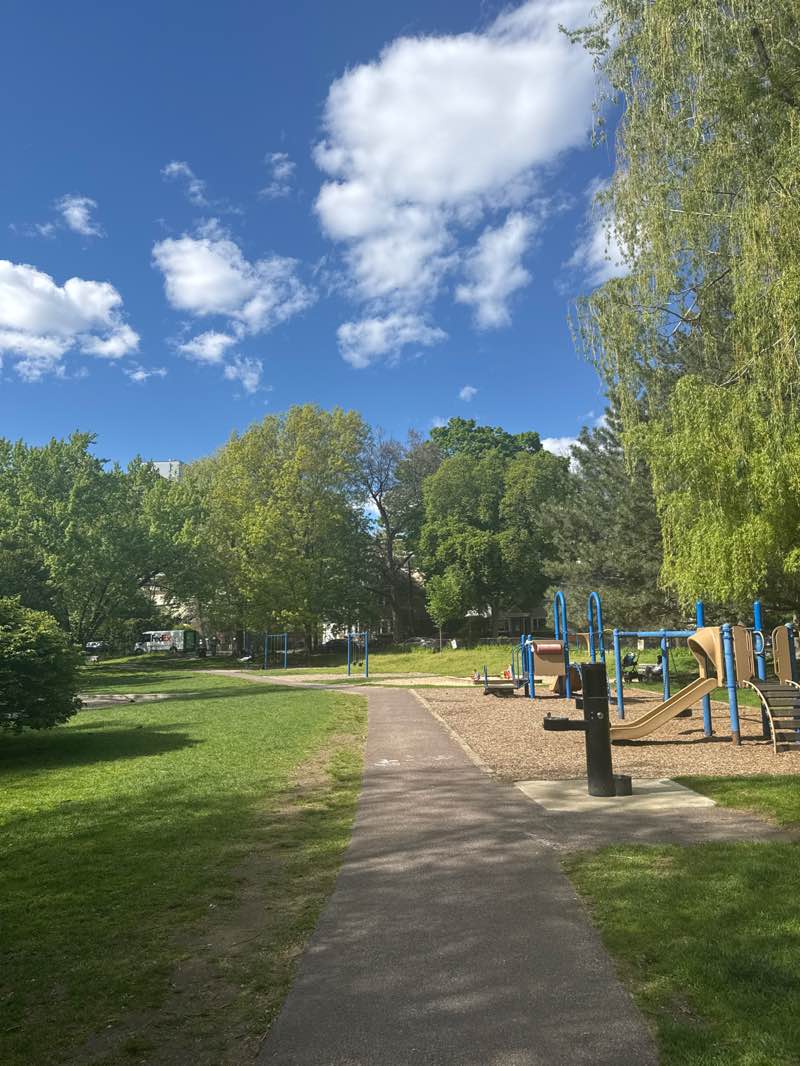 walking near me in Griggs Park in spring