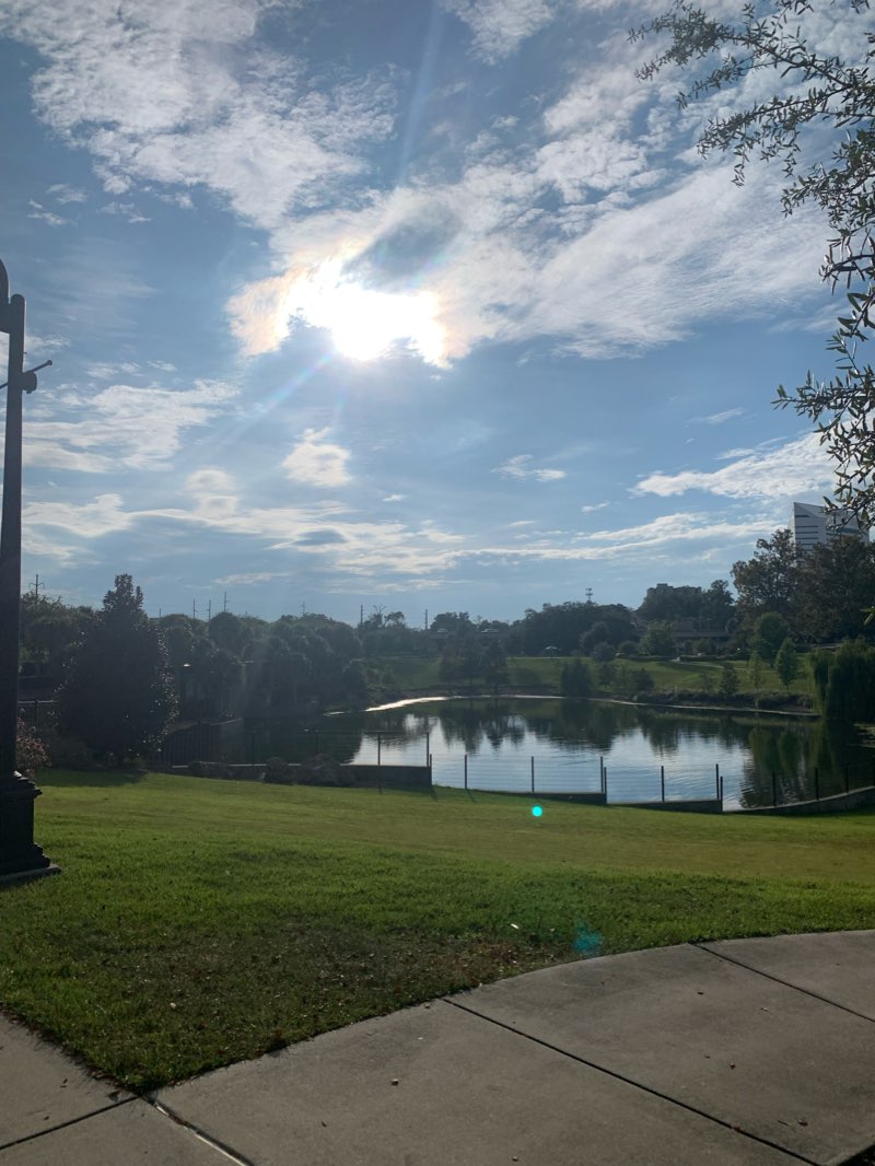 walking near me in Anita Favors Thompson Plaza at Lake Anita in winter