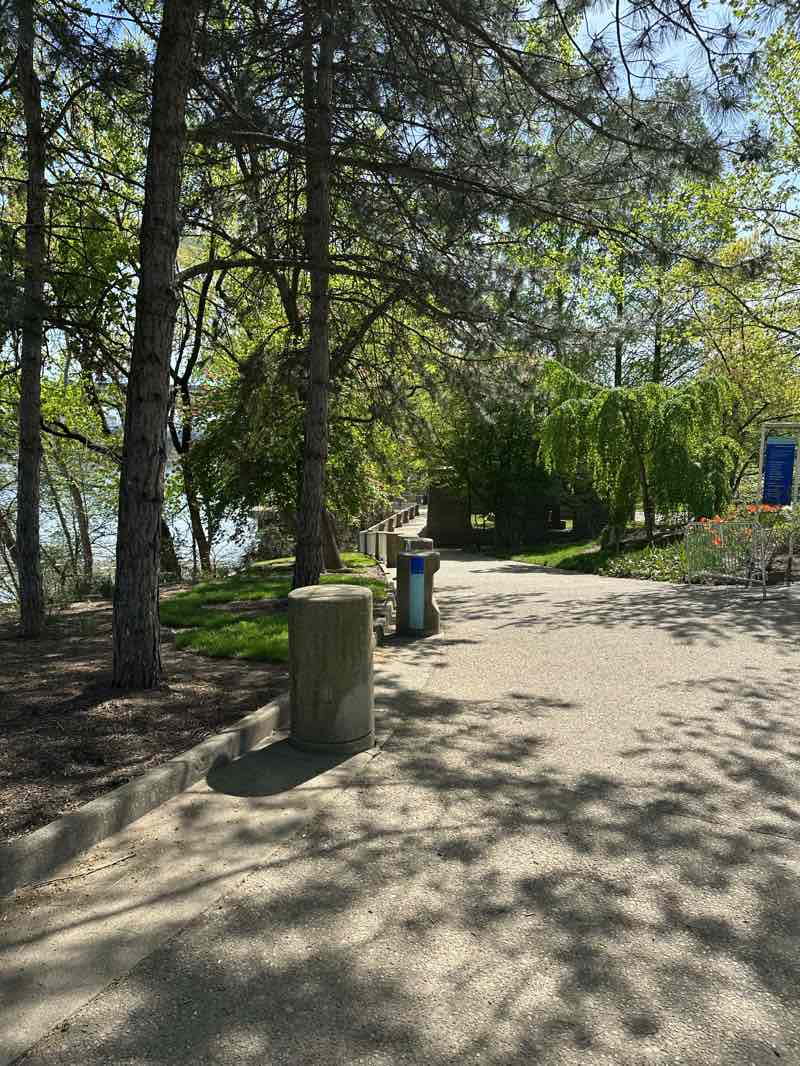 walking near me in Theodore M. Berry International Friendship Park in spring