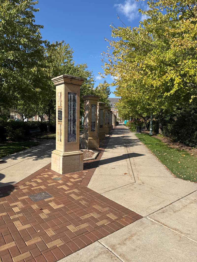 walking near me in Benefactor Plaza in autumn