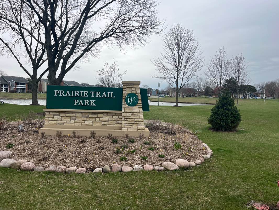 walking near me in Prairie Trail Park in spring