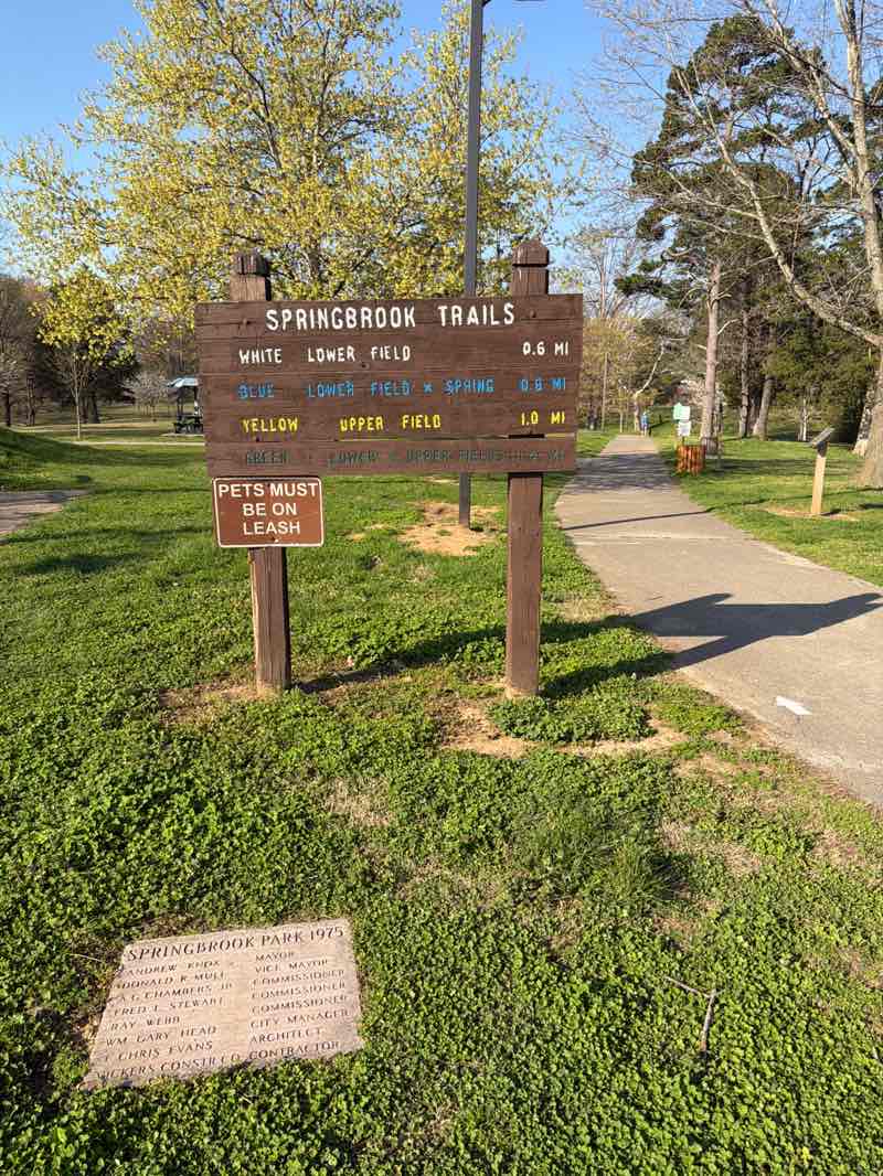 walking near me in Springbrook Park in spring