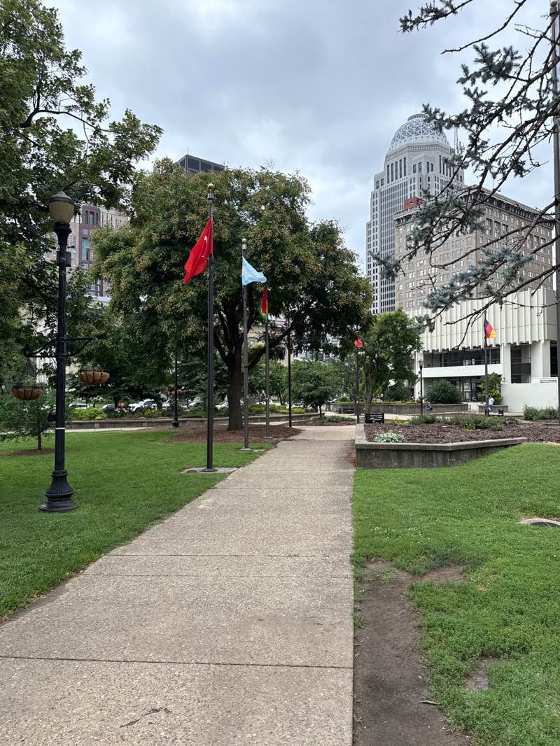 walking near me in Jefferson Square in summer