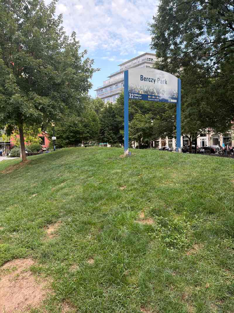 walking near me in Berczy Park in summer